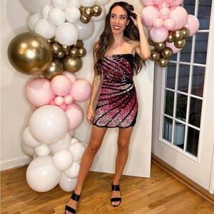 Retrofete Arabelle sequin dress black/pink - small